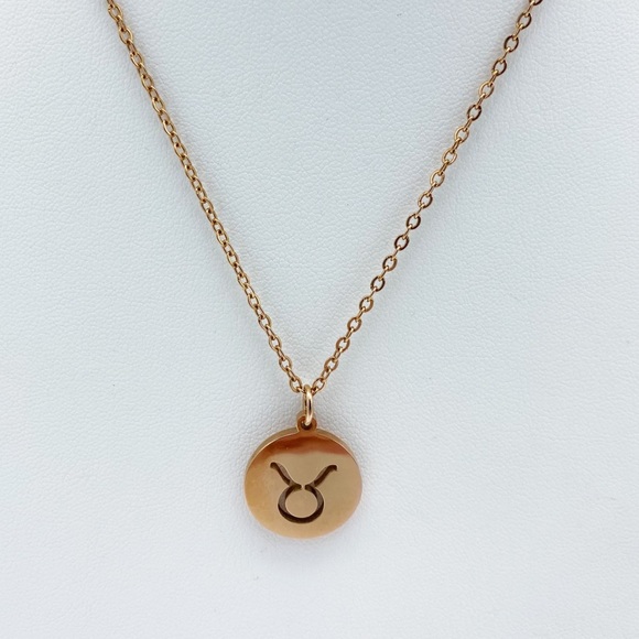 Taurus Astrological Zodiac Sign Pendant Copper Tone Dainty Chain Necklace - Picture 7 of 8